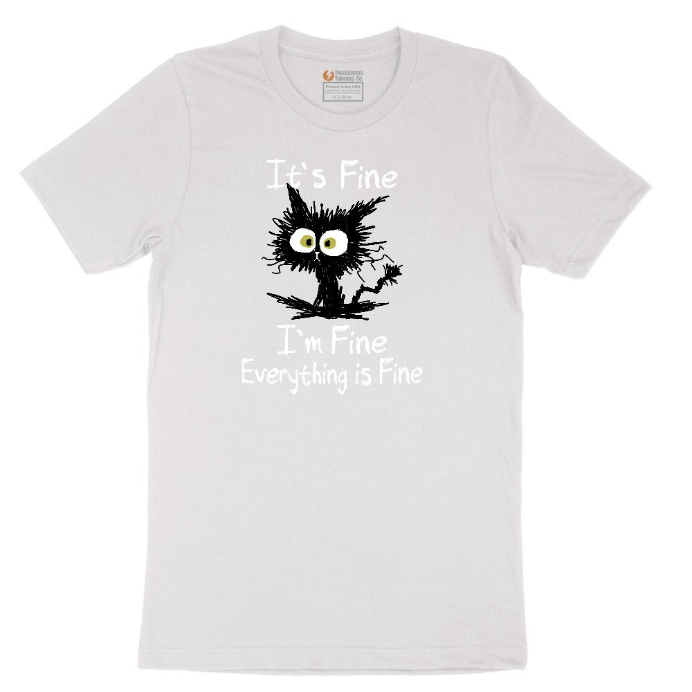 Stressed Cat Everything is Fine Short Sleeve Tee - White