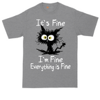 Stressed Cat Everything is Fine tall t-shirt for men in Athletic Heather