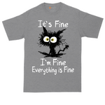 Stressed Cat Everything is Fine tall t-shirt for men in Athletic Heather
