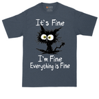 Stressed Cat Everything is Fine tall t-shirt for men in Heather Navy