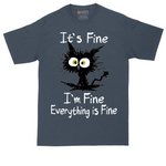 Stressed Cat Everything is Fine tall t-shirt for men in Heather Navy