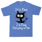 Stressed Cat Everything is Fine tall t-shirt for men in Heather Royal