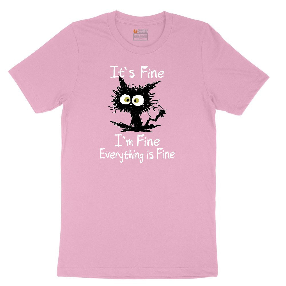Stressed Cat Everything is Fine Toddler Short Sleeve Tee - Candy Pink