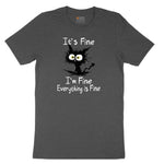 Stressed Cat Everything is Fine Toddler Short Sleeve Tee - Dark Heather Grey