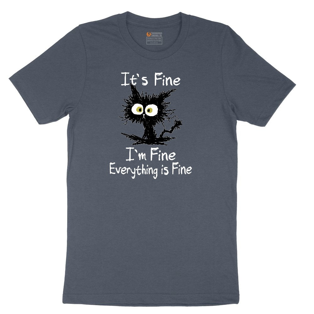 Stressed Cat Everything is Fine Toddler Short Sleeve Tee - Heather Navy