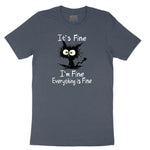 Stressed Cat Everything is Fine Toddler Short Sleeve Tee - Heather Navy