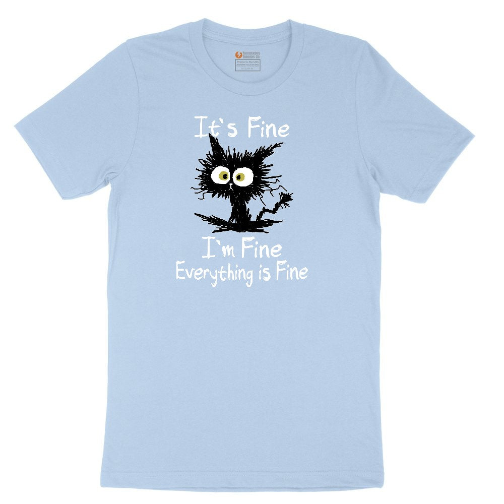 Stressed Cat Everything is Fine Toddler Short Sleeve Tee - Light Blue
