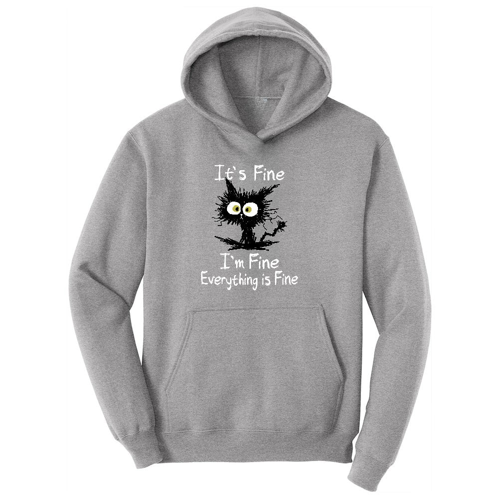 Stressed Cat Everything is Fine Youth Hoodie - Athletic Heather