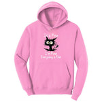 Stressed Cat Everything is Fine Youth Hoodie - Candy Pink