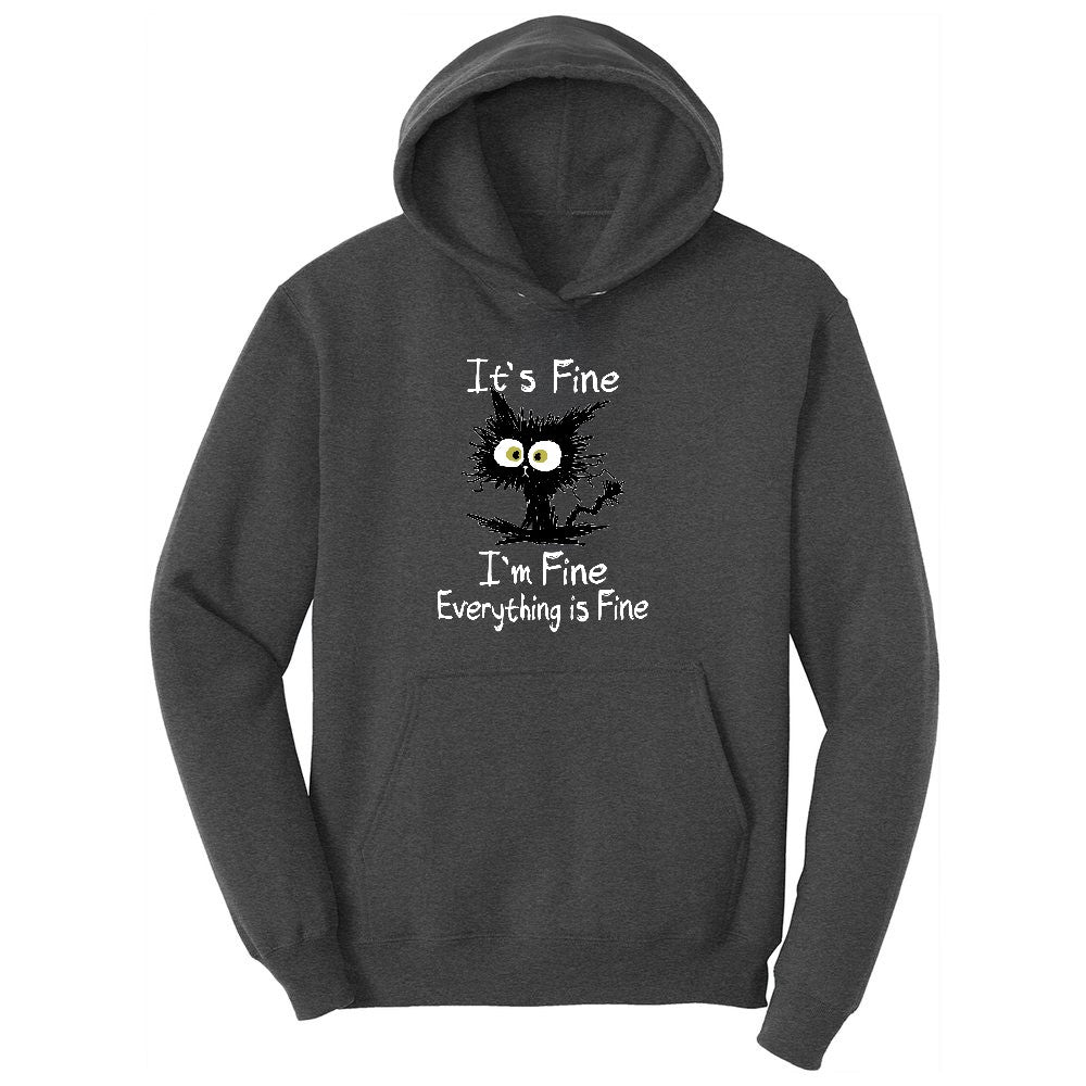 Stressed Cat Everything is Fine Youth Hoodie - Dark Heather Grey