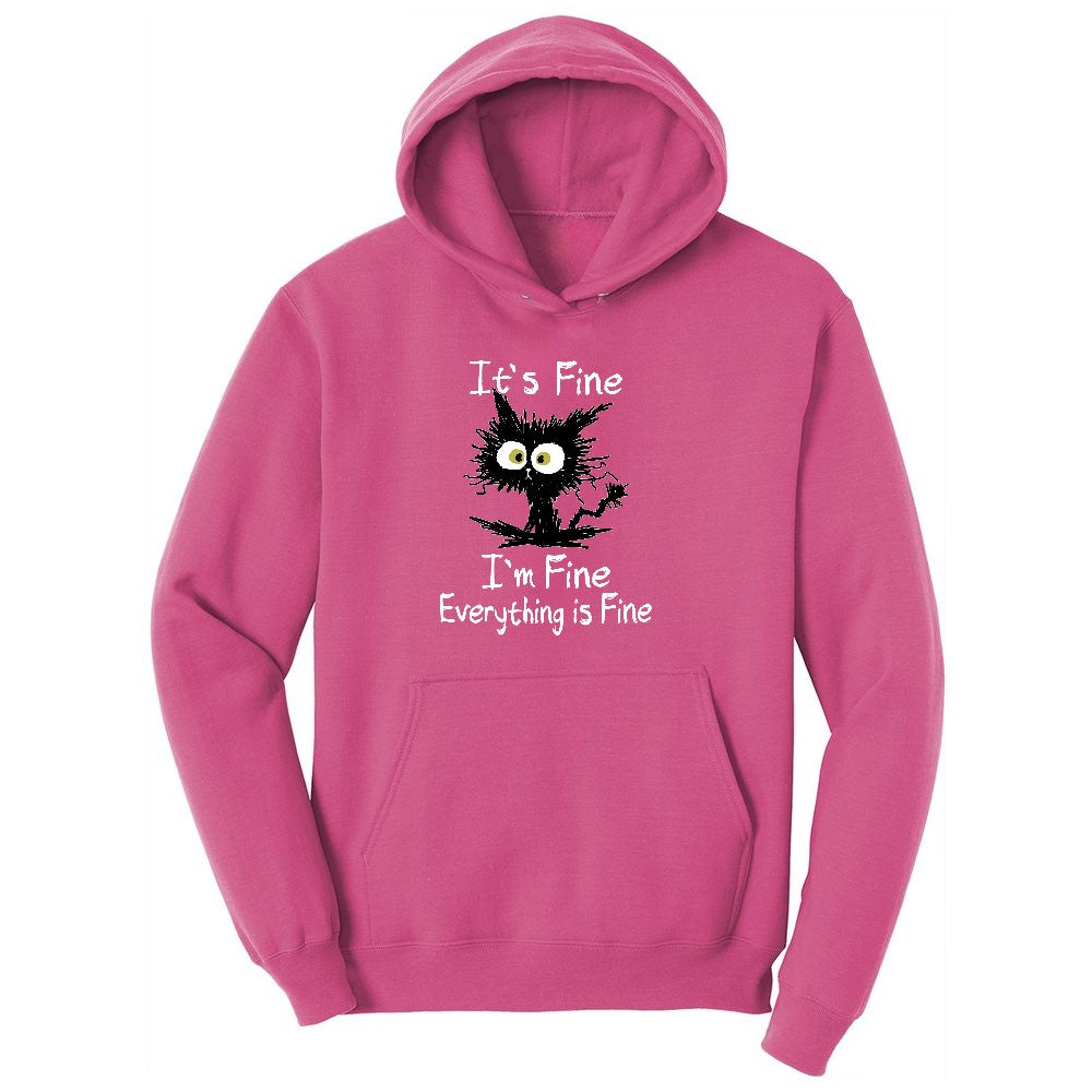 Stressed Cat Everything is Fine Youth Hoodie - Sangria