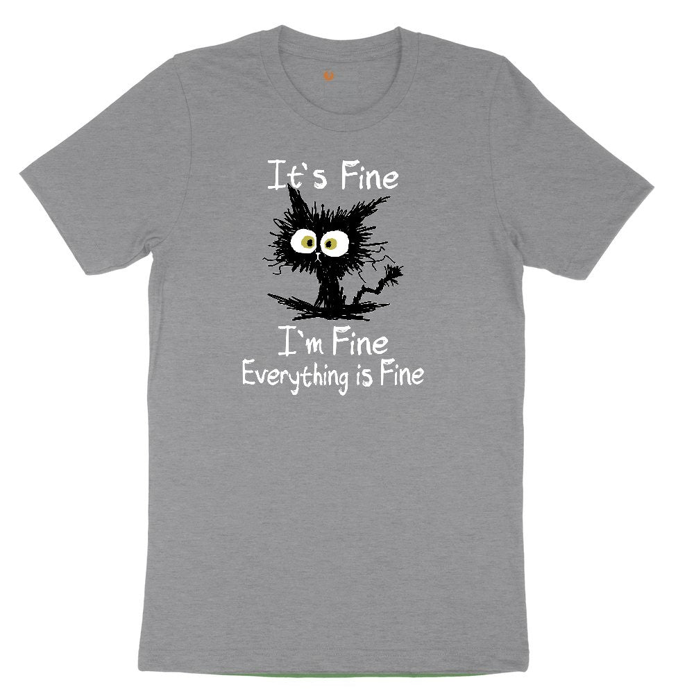 Stressed Cat Everything is Fine Youth Short Sleeve Tee - Athletic Heather