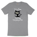 Stressed Cat Everything is Fine Youth Short Sleeve Tee - Athletic Heather