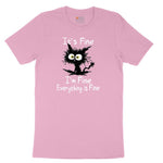 Stressed Cat Everything is Fine Youth Short Sleeve Tee - Candy Pink