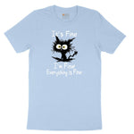 Stressed Cat Everything is Fine Youth Short Sleeve Tee - Light Blue