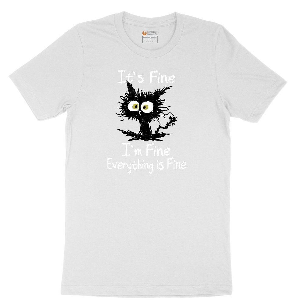 Stressed Cat Everything is Fine Youth Short Sleeve Tee - White