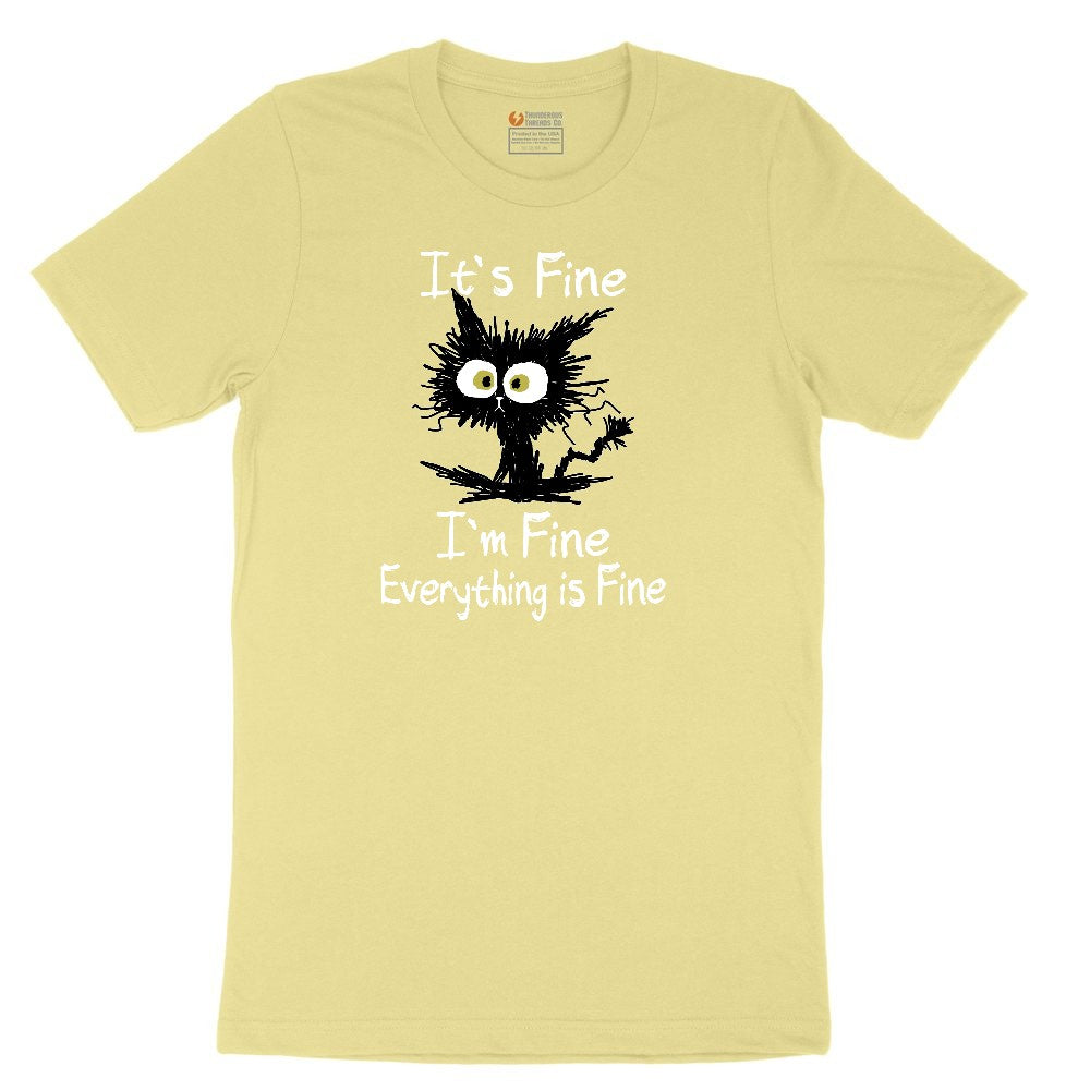 Stressed Cat Everything is Fine Youth Short Sleeve Tee - Yellow