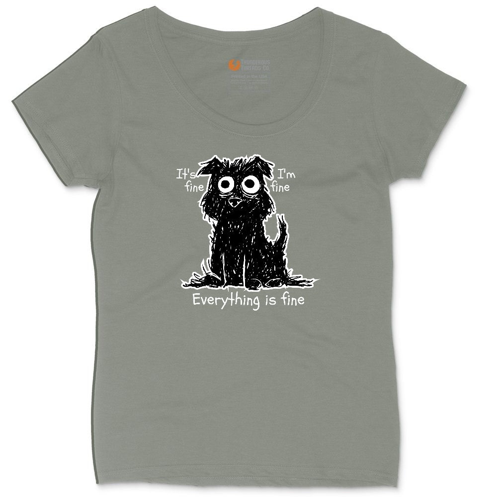 Stressed Dog Design Ladies Curvy Tee - Bamboo Blackout