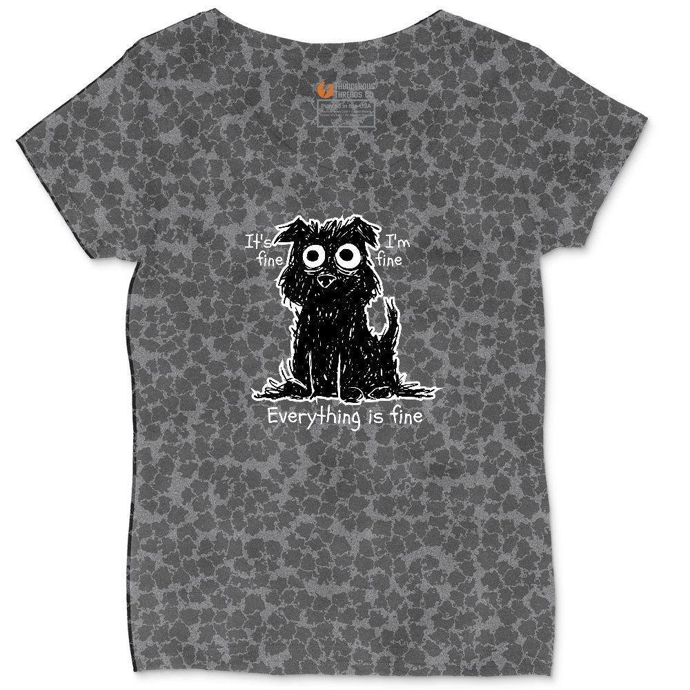 Stressed Dog Design Ladies Curvy Tee - Black Leopard