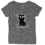 Stressed Dog Design Ladies Curvy Tee - Black Leopard