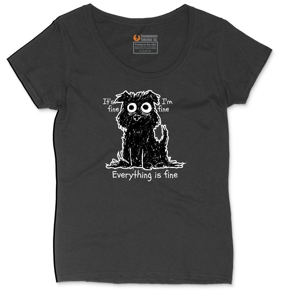 Stressed Dog Design Ladies Curvy Tee - Black
