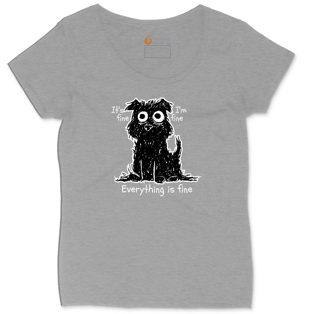 Stressed Dog Design Ladies Curvy Tee - Granite Heather
