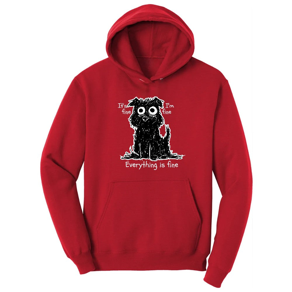 Stressed Dog Design Hoodie - Red