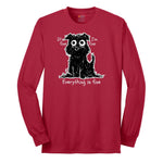 Stressed Dog Design Long Sleeve Tee - Red