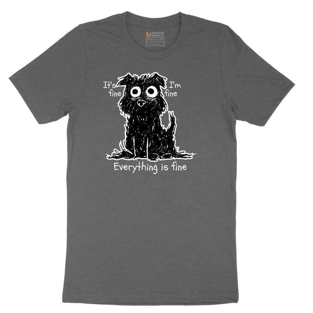Stressed Dog Design Short Sleeve Tee - Dark Heather Grey