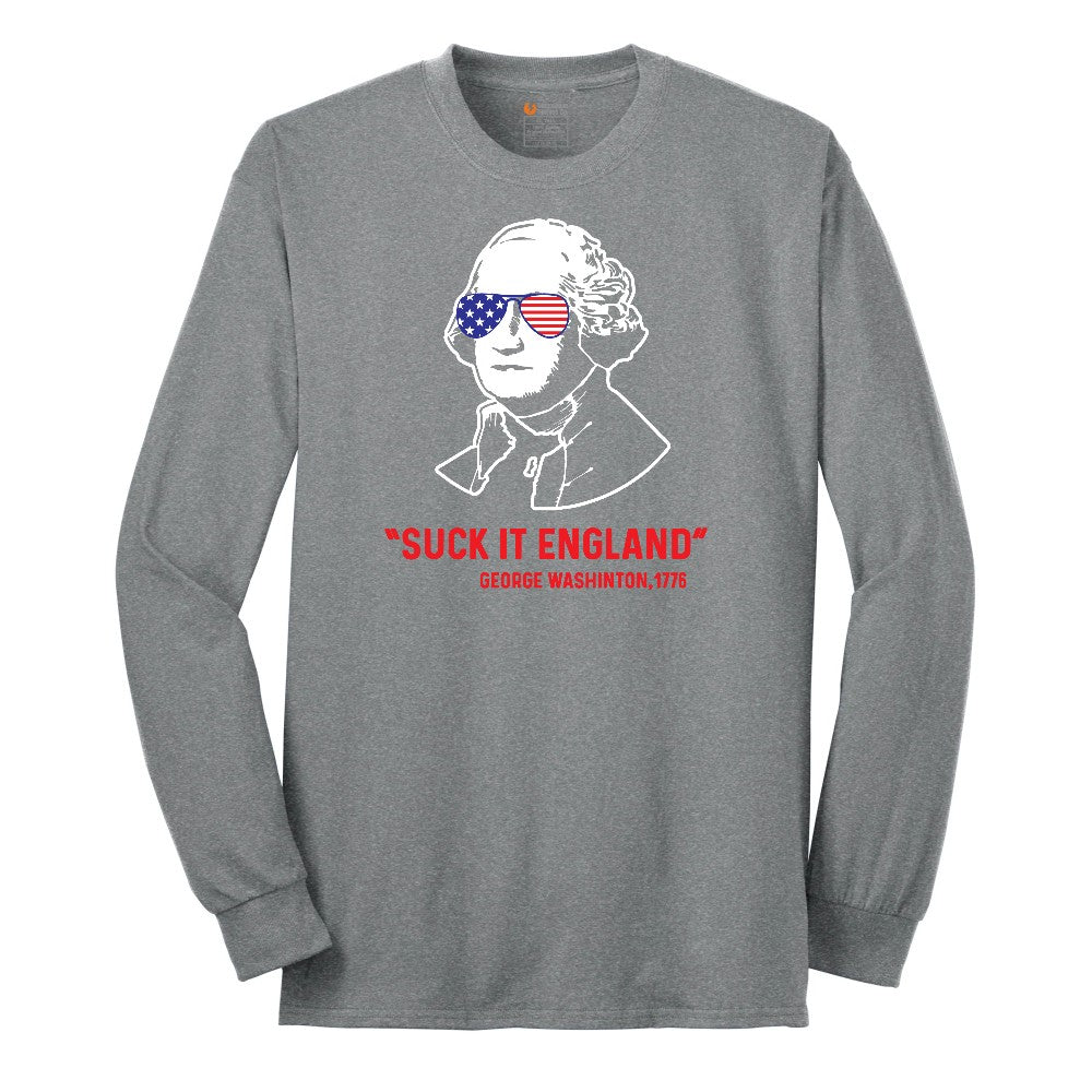 Suck It England Long Sleeve Tee - Athletic Grey