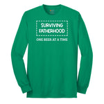 Surviving Fatherhood One Beer at a Time Long Sleeve Tee - Kelly Green