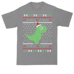 T-Rex Ugly Christmas Sweater tall t-shirt for men in Athletic Heather