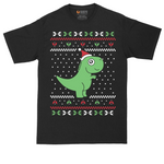 T-Rex Ugly Christmas Sweater tall t-shirt for men in Jet Black
