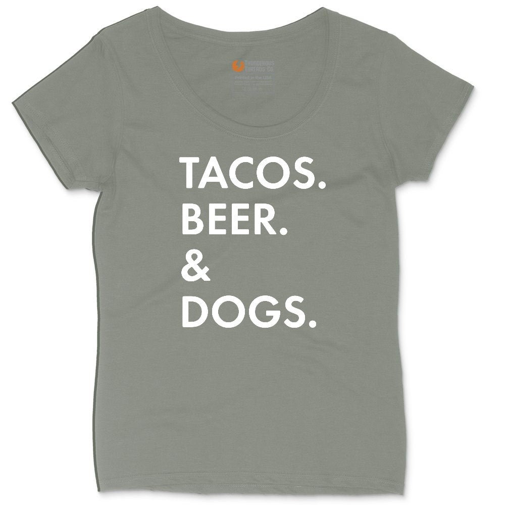 Tacos Beer Dogs Ladies Curvy Tee - Bamboo Blackout