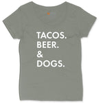 Tacos Beer Dogs Ladies Curvy Tee - Bamboo Blackout
