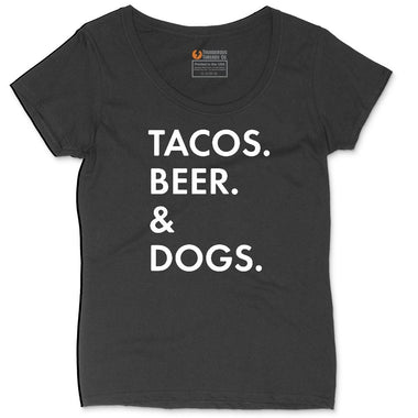 Tacos Beer Dogs Ladies Curvy Tee - Black