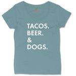 Tacos Beer Dogs Ladies Curvy Tee - Surf Blackout