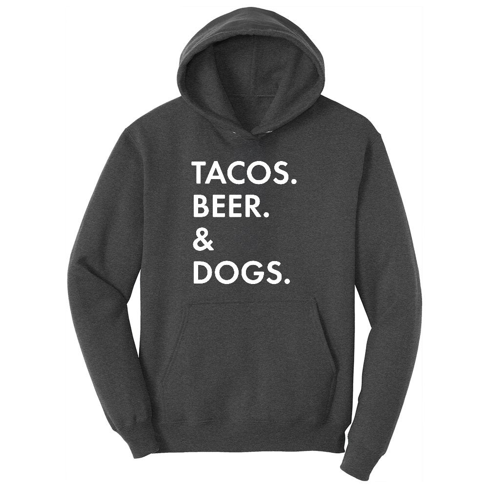 Tacos Beer Dogs Ladies Hoodie - Dark Heather Grey