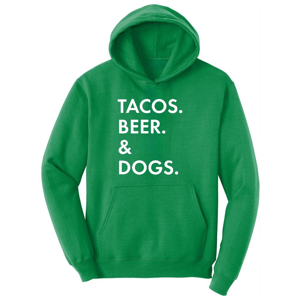Tacos Beer Dogs Ladies Hoodie - Kelly Green