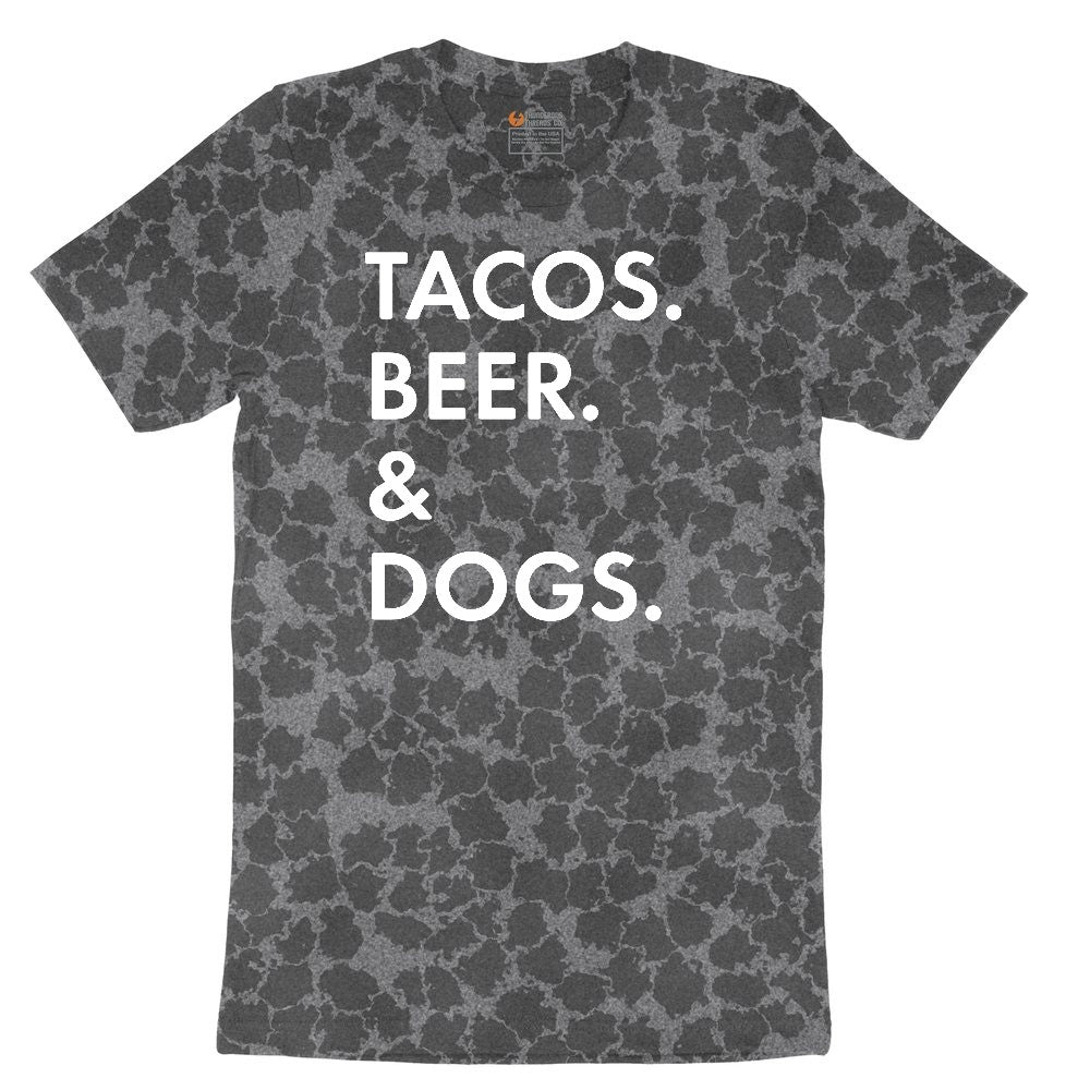 Tacos Beer Dogs Ladies Short Sleeve Tee - Black Leopard
