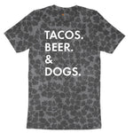 Tacos Beer Dogs Ladies Short Sleeve Tee - Black Leopard