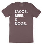 Tacos Beer Dogs Ladies Short Sleeve Tee - Sangria Blackout