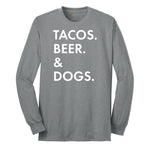 Tacos Beer Dogs Long Sleeve Tee - Athletic Grey