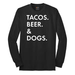 Tacos Beer Dogs Long Sleeve Tee - Jet Black