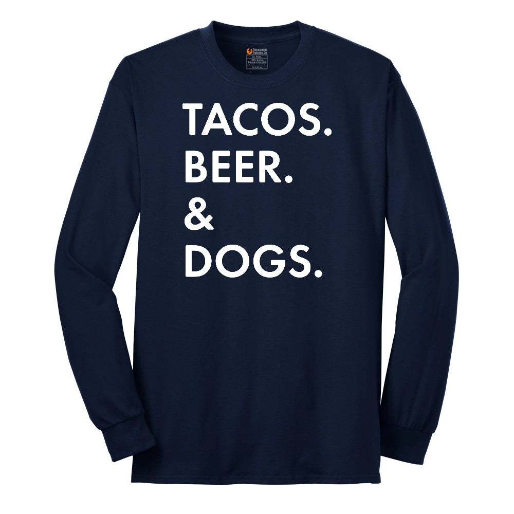 Tacos Beer Dogs Long Sleeve Tee - Navy