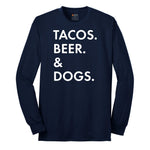 Tacos Beer Dogs Long Sleeve Tee - Navy