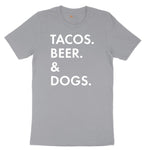 Tacos Beer Dogs Short Sleeve Tee - Athletic Heather Grey