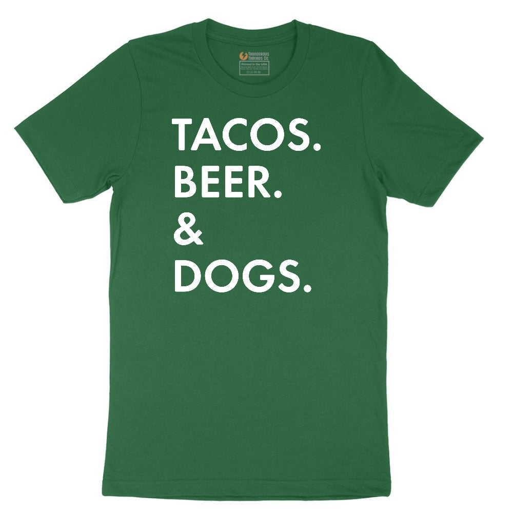 Tacos Beer Dogs Short Sleeve Tee - Athletic Kelly