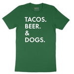 Tacos Beer Dogs Short Sleeve Tee - Athletic Kelly