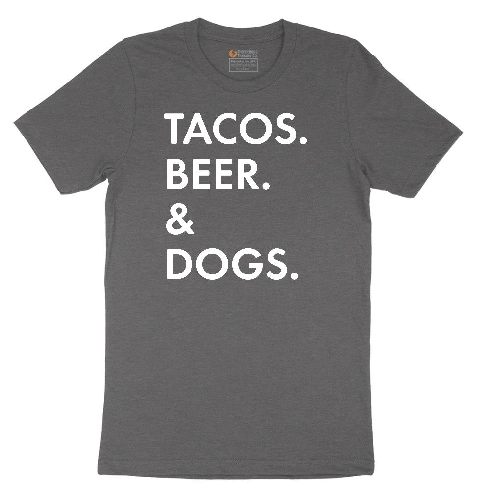 Tacos Beer Dogs Short Sleeve Tee - Dark Heather Grey